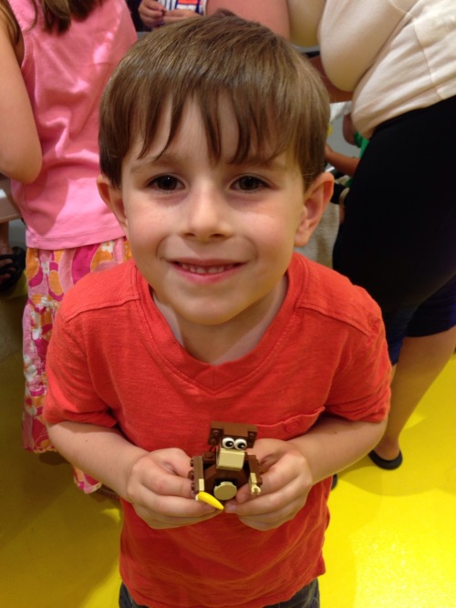 Decker and his Lego Store build. He built that little monkey in record time!