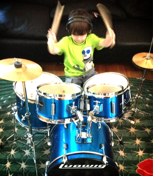 Look what Decker got for his birthday… drums!